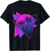 Retro 80s Vaporwave Aesthetic Palm Trees 90s Great Tee T-Shirt Size S-4xl M