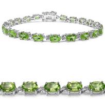 Peridot Tennis Bracelet 925 Sterling Silver 14K White Gold Plated Oval Gemstone Box Lock Bracelet Gift for Women žalia