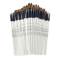 12 Artist Watercolor Painting Brushes Brush Oil Acrylic Flat&Tip Paint Kit One Size balta