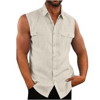 Mens Summer Surf Beach Tank Top Large Size Casual Breathable Sleeveless Top Loose Tank Top Man Shirt XXL smėlis