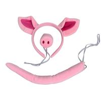 Costume Accessories Set Ears Headband Nose and Tail 3-Piece One Size rožinė