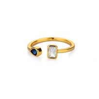 Zircon Square Drop Rings For Women Stainless Steel Gold Geometric Ring Wedding Engagement Christmas Jewelry Gift