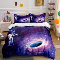 Astronaut and Galaxy Black Hole Bedding Set Bedding set (1 duvet cover, 2 pillowcases, duvet not included) 135x200cm