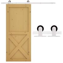 6FT Rustic Interior Sliding Barn Door Mounting Hardware Kit - White 183 x 4 x 0.6 cm balta