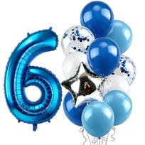 12pcs Blue 32inch Number Foil Balloon Star Confetti Latex Balloon Birthday Party Kids Adult Wedding Anniversary Globos Supplies 32inch
