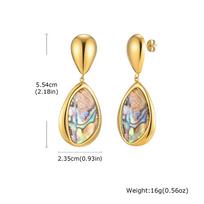 Natural Abalone Shell Teardrop Drop Earrings for Women, Gold Plated Stainless Steel Boho Beach Holiday Jewelry