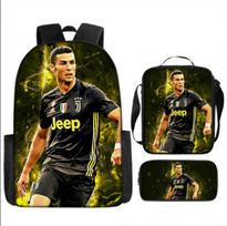 Messi Messi Printed Student School Bag Neymar Backpack Satchel Pencil Bag Backpack Three-Piece Set pencil bag