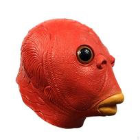 Latex Animal Full Head Headpiece Breathable Pullon for Halloween, Red Silly Fish