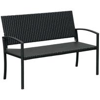 Garden Bench, in Rattan Look, with Steel Frame, for 2 People, Black, 122 x 60 x 85cm 122 x 60 x 85 cm juoda