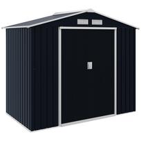 Tool Shed with Sliding Doors 2.13 x 1.30 x 1.85cm Metal Charcoal Grey 213 x 130 x 185 cm tamsiai pilka spalva