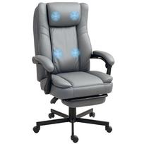 Office Chair with Massage Function, Height-Adjustable Desk Chair with Reclining Backrest, Padded, Rolling, Grey 69 x 64 x 120 cm
