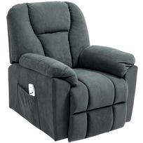 Electric Recliner Chair with Massage and Heat Functions, Upholstered Chair with USB Port, Side Pockets, Grey 97 x 88 x 101 cm tamsiai pilka spalva