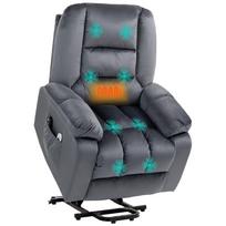 Massage Chair Riser Recliner Senior Chair, 8 Massage Points, 2 Side Pockets, 85 cm x 94 cm x 107cm, Grey 85 x 94 x 107 cm pilka