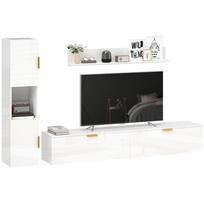 Floating TV Stand with Fold-down Doors Entertainment Center Wall Shelf Cabinet 180 cm High Gloss White 180 x 33 x 30 cm