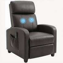 Recliner TV Chair with Vibration Massage, Reclining Function, 2 Massage Points, Remote Control, 68 x 88 x 98 cm, Brown 68 x 88 x 98 cm ruda