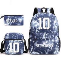 Neymar Neymar Football Printed School Bag 3-Piece Casual Pencil Case Shoulder Backpack Student Large Capacity three-piece set