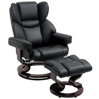 Relax Chair with Ottoman, Reclining Function, Swivel, up to 160 kg, Faux Leather, Metal Frame, Black, 80 x 79 x 100 cm 80 x 79 x 100 cm