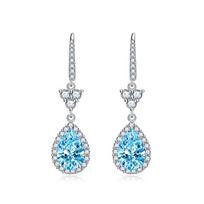 BELLA BOX Luxury Women Water Drop Tassel Earrings Wedding Engagement Party Gift mėlyna