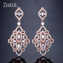 Luxury Popular Waterdrop Full Mirco Paved Cubic Zircon Dangle Drop Earrings For Women Fashion Wedding Jewelry Fsep2123 57*25MM gray