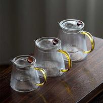 Vertikalios juostelės krištolinio stiklo arbatinukas su nuimamu filtru Puer Kettle Gėlių arbatos rinkinys Infuser Kavos arbatos indai 500Ml Teapot(1pcs)