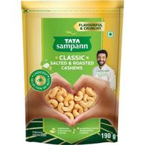 Tata Sampann Classic Salted & Roasted Cashews | Flavourful & Crunchy Snack | Handpicked, Salted & Slow Roasted Cashews | Rich in Protein, Magnesium