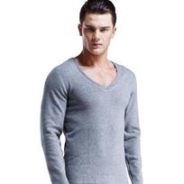 Men's Thick Fleece V-Neck Thermal Shirt XXL pilka