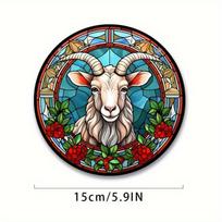 1pc 2d Flat Wood Animals Panda Print Stained Window Suncatcher Home Room Wall Decor Cat Pattern Wooden Sign - 20cm Round Wooden Hanging Pendant DIY 20cm*20cm