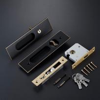 Dooroom Brass Sliding Door Lock Modern American Push Pull Hidden Handle Interior Living Room Bathroom Balcony Lockset With Keys