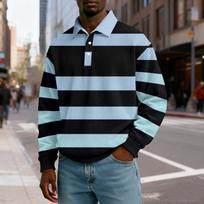 Men's Casual Loose-fitting Top Button-down Collar Long Sleeves L mėlyna