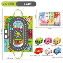 Kūdikio Montessori minkštas automobilio žaislas su žemėlapio žaidimų kilimėliu, laikymo krepšiu, kūdikio audinio knyga, mielas animacinis, sensorinio lavinimo žaislai, mažiems vaikams dovanos