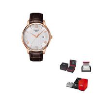 TISSOT Junya Collection Kvarcinis Mechanizmas Vyriški Laikrodžiai Laikrodis 42mm Sidabrinis Ciferblatas Nerūdijančio Plieno Korpusas Odinė Apyrankė T063.610.36.038.00 Regular Watch Box