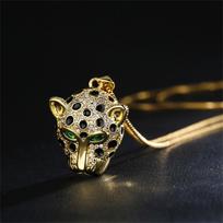 European and American Fashion Leopard Head Necklace Retro Personality Animal Pendant Exquisite Versatile Clavicle Chain 50cm