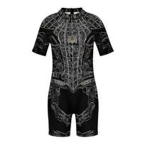 2025 Kids Boys Spiderman Iron Man Venom SwimmingSwimsuit One-piece Summer Swimwear Surf Suit Beachwear -NMAOV 110 juoda