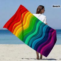 Ultra Fine Fiber Bath Towel with Super Absorbent Soft Durable Rainbow Stripe Design Suitable Daily SPA and Travel Scenes Towels W40*H60(CM)