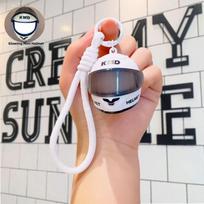 Cool Light-up Helmet Keychain Realistic Lightweight Mini Night Light Pendant Versatile Cartoon Helmet Bag Charm balta