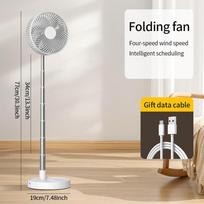 USB Foldable Portable Fan with 8inch 4 Speeds & Timing, Battery Operated Mini Floor Fan for Bedroom, Indoor or Outdoor
