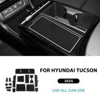 15-Piece Non-Slip Rubber Door Slot Mat Set for Hyundai Tucson NX4 2025-2026 Interior Storage Organizer orange LHD A Style / 15 oranžinė