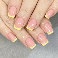 Press on Nail Yellow Fake Nail Square French Tips Full Cover False Nail with Designs 24 Pcs Stick on Nail for Women 1