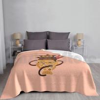 Taiyaki Monkey Ice Cream Blanket Fashion Custom Dessert Taiyaki Cute Monkey Ice Cream Fish Funny Wacky Kawaii Size: 75*100cm, Weight: 230 GSM