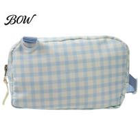 Versatile Daily Carry Bag Unisex Fanny Pack, Waist with Adjustable Strap, Stylish Travel Lightweight Nylon Shoulder Checkered Belt Crossbody Purse for mėlyna
