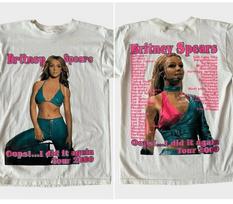 Vtg 90s Britney Spears Short Sleeve tee 2 Side White T shirt Men Women S-5XL XXXXL