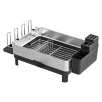 Kitchen Dish Drying Rack with Board for Countertop Storage and Organization