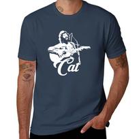 Cat Stevens White Stencil TShirt Utility Work Short Sleeve Top S