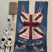 2KWEIRD Camisole Sexy Hot Girls America Print Grunge Halter Vest Vintage Punk Slim Crop Top Female Tank Baby Tee Y2k Punk Harajuku Camis S