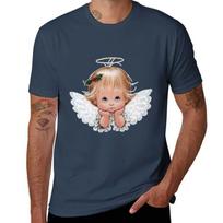 Cute Christmas Baby Angel Head In Hands Tshirt Festival Casual Short Sleeve S