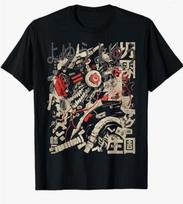 Japanese Streetwear Cyberpunk T- | Y2K Techwear Retro Manga Anime Tee Unisex T-Shirt XXXL gray