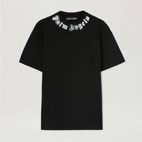 24S   trendy brand palm angel letter scarf printed short-sleeved t-shirt men's and women's  high street half-sleeved shirt S juoda