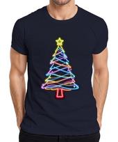 Neon Christmas Tree Light Up Multicoloured Star Neon Light Xmas Unisexs TShirt S brown