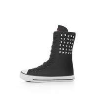 Autumn short tube front strap side zipper women's shoes canvas shoes casual shoes rivet shoes trendy fashion flat heel size 34