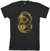 Threadrock Men's Deep Sea Diver Helmet T-Shirt Navy Gift M beige